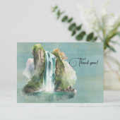 滝の水の色絵画の サンキューカード (スタンド正面)