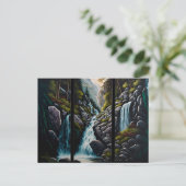 滝の油プリント- triptychはがき シーズンポストカード (スタンド正面)