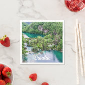 滝の滝の滝の滝クロアチアのプリトヴィツレイクス公園 スタンダードカクテルナプキン (インサイチュ)