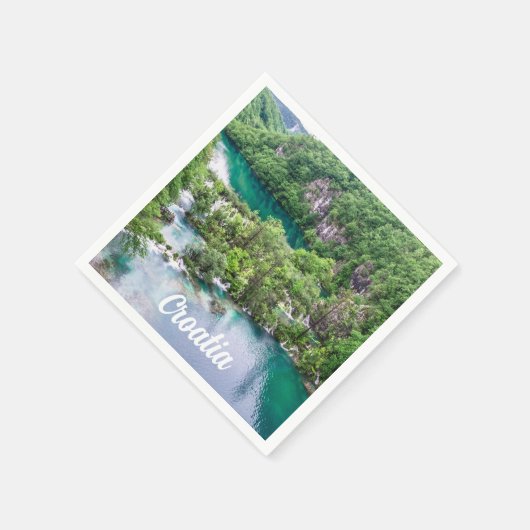 滝の滝の滝の滝クロアチアのプリトヴィツレイクス公園 スタンダードカクテルナプキン (角)