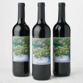 滝の滝の滝の滝クロアチアのプリトヴィツレイクス公園 ワインラベル (ボトル)