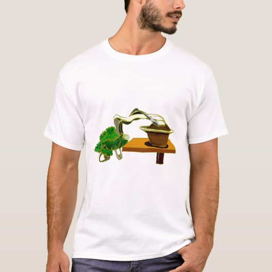 滝の盆栽は側面のグラフィック・デザインを去りました Tシャツ (正面)