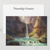 滝の絵画 山々 カラフルな水の流れ シーズンカード (正面/裏面)