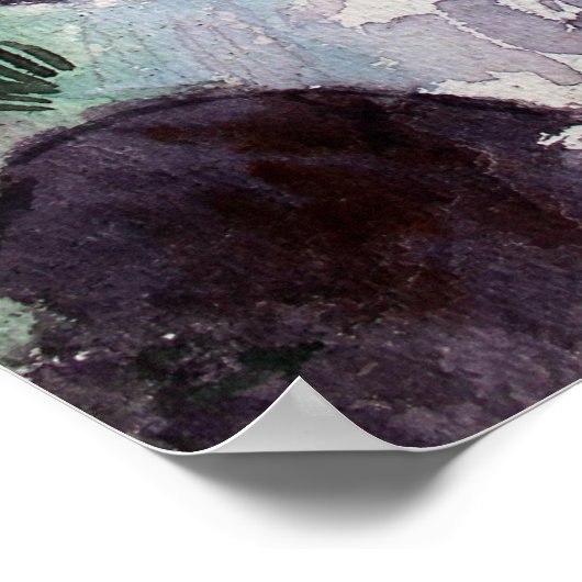 滝の風景の水の色オン紙 ポスター (角)