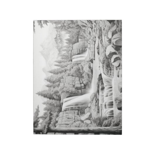 滝の風景自然アドベンチャーインクスケッチ ノートパッド (回転)