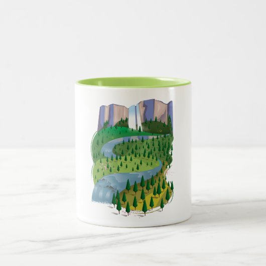滝の風景 ツートーンマグカップ (中央)