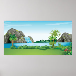 滝の風景 ポスター