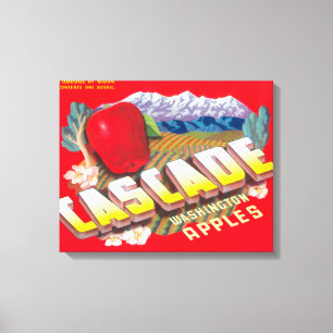 滝のAppleのラベルの(赤い) -カシミヤ織、WA キャンバスプリント