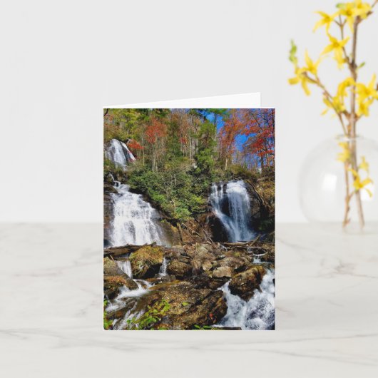 滝をモチーフにした折り畳みグリーティングカード。 カード (黄色い花)