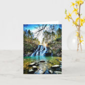 滝をモチーフにした折り畳みグリーティングカード カード (黄色い花)