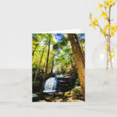 滝をモチーフにした折り畳みグリーティングカード カード (黄色い花)