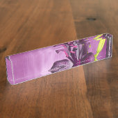 滝を持つ紫色ユリ デスクネームプレート (側面)