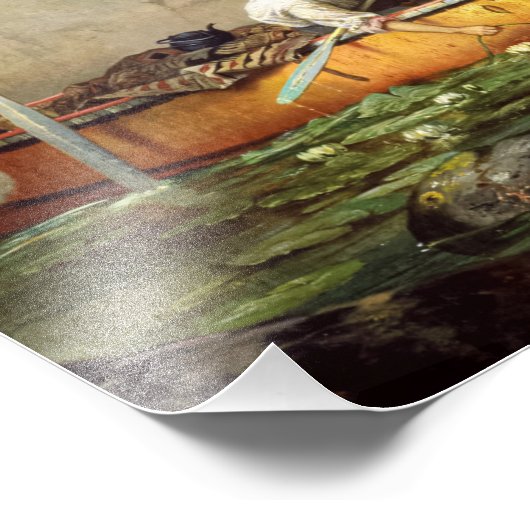 滝を通過するボイジャーの付いたカヌー フォトプリント            (角)