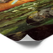 滝を通過するボイジャーの付いたカヌー ポスター (角)