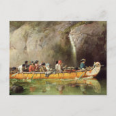 滝を通過するボイジャーの付いたカヌー ポストカード (正面)