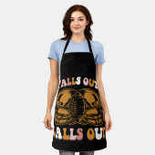 滝アウトボールアウトサッカーレトロ秋ヴィンテージ エプロン (着用した状態)