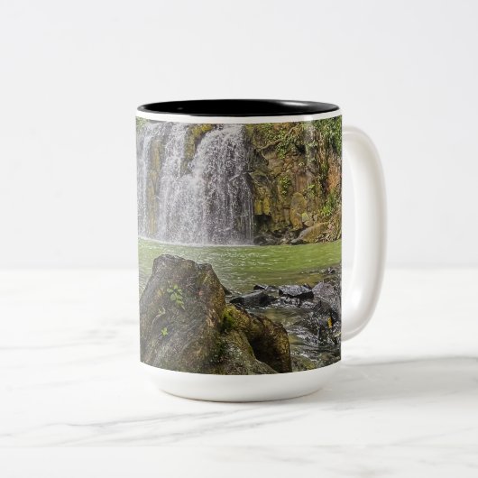 滝オアシスマグ – 緑の森とロッキーストラ ツートーンマグカップ (正面右)