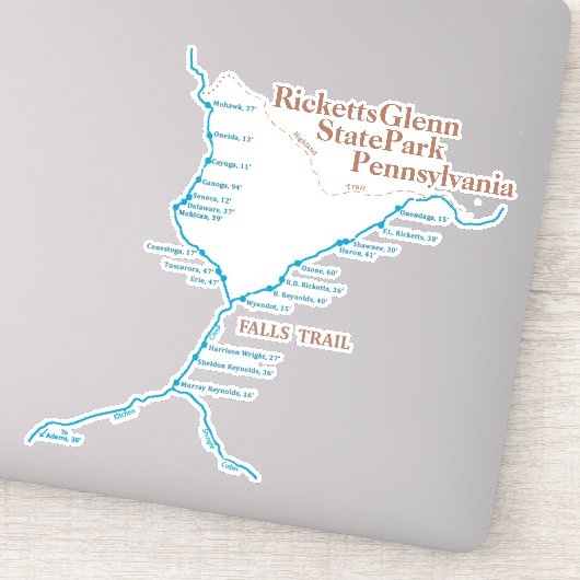 滝トレイルマップ8"x8" シール (詳細)