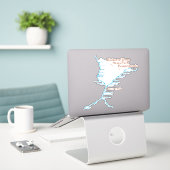 滝トレイルマップ8"x8" シール (デスク上のノートパソコン)