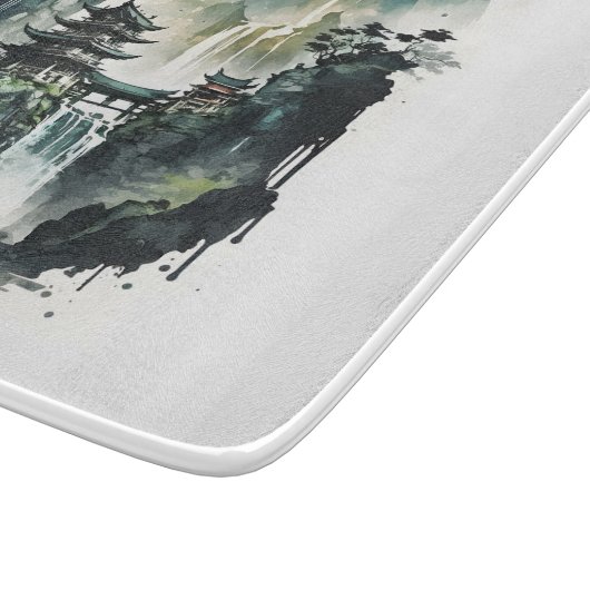 滝中国ののある古代のインクの風景 カッティングボード (角)