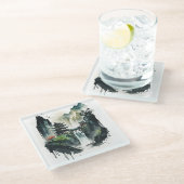 滝中国ののある古代のインクの風景 ガラスコースター (アングル)