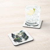 滝中国ののある古代のインクの風景 コースター (右側)