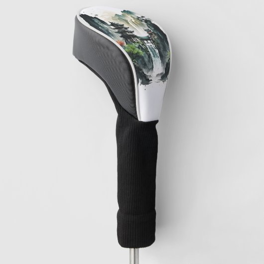 滝中国ののある古代のインクの風景 ゴルフヘッドカバー (アングル)