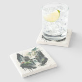 滝中国ののある古代のインクの風景 ストーンコースター (横)