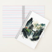 滝中国ののある古代のインクの風景 ノートブック (内側)