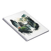 滝中国ののある古代のインクの風景 ノートブック (右側)
