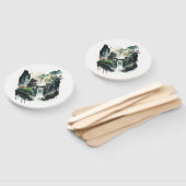 滝中国ののある古代のインクの風景 ハンドファン (組立なし)