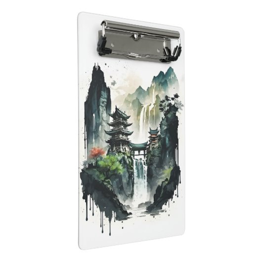 滝中国ののある古代のインクの風景 ミニクリップボード (アングル)