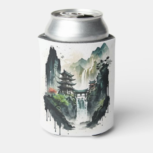 滝中国ののある古代のインクの風景 缶クーラー (缶裏面)