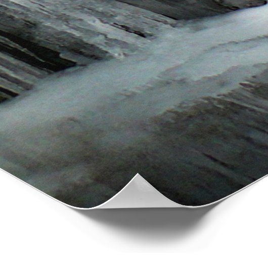 滝凍ってい青 ポスター (角)