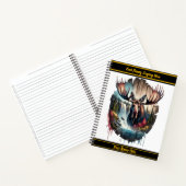 滝威厳のあるの滝の近くに立つムース ノートブック (内部)