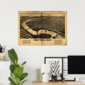 滝素晴らしモンタナ1891アンティークパノラママップ ポスター (ホームオフィス)