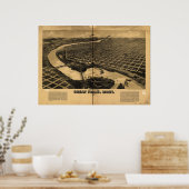 滝素晴らしモンタナ1891アンティークパノラママップ ポスター (キッチン)