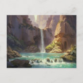 滝絵画の山カラフル水流 ポストカード (正面)