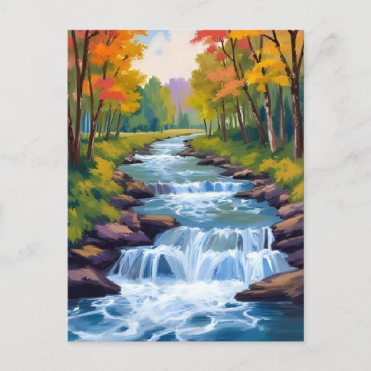 滝自然絵を描風景 ポストカード (正面)