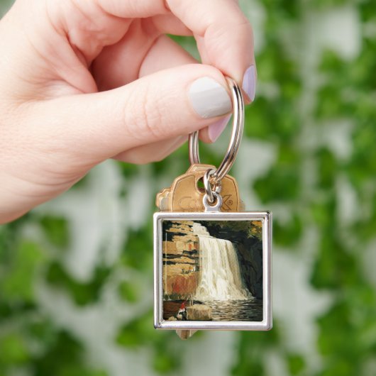 滝鉄道ポスターに観客が乗る キーホルダー (手)