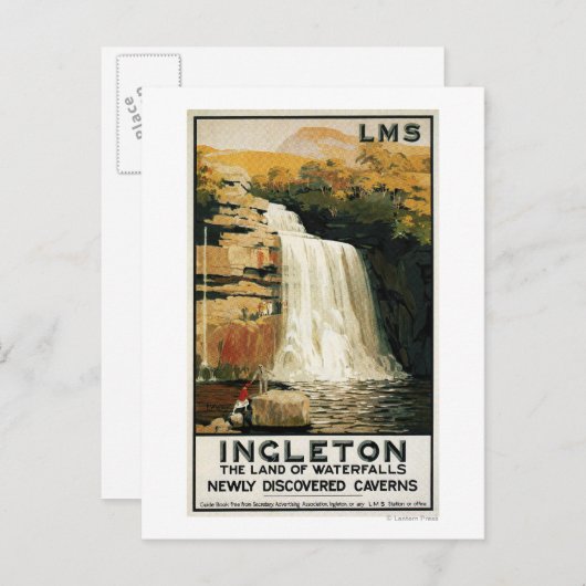 滝鉄道ポスターに観客が乗る ポストカード (正面/裏面)