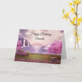 滝&さくらんぼツリーズのまわりにアレイク誕生日 カード (黄色い花)