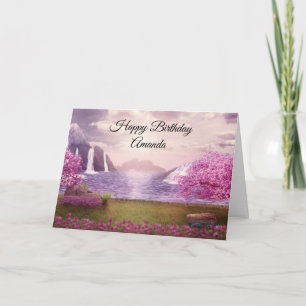 滝&さくらんぼツリーズのまわりにアレイク誕生日 カード