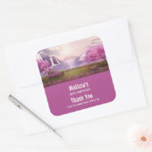 滝&さくらんぼツリーズのまわりにアレイク誕生日 スクエアシール (封筒)