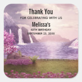 滝&さくらんぼツリーズのまわりにアレイク誕生日 スクエアシール (正面)