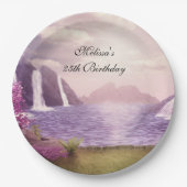 滝&さくらんぼツリーズのまわりにアレイク誕生日 ペーパープレート (正面)