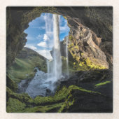 滝 |アイスランドの滝 ガラスコースター (正面)