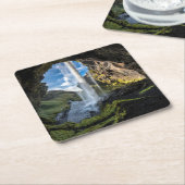 滝 |アイスランドの滝 スクエアペーパーコースター (アングル)