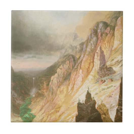 滝、イエローストーンのグランドキャニオンを下げて下さい タイル (正面)