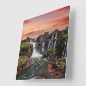 滝 |イグアス国立公園 スクエア壁時計 (傾斜)